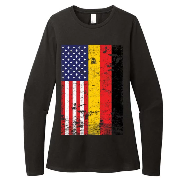 American German Flag Womens CVC Long Sleeve Shirt