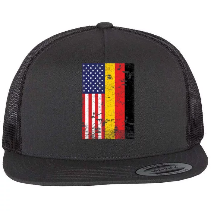 American German Flag Flat Bill Trucker Hat