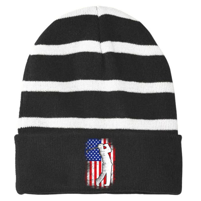 American Golf Flag Striped Beanie with Solid Band