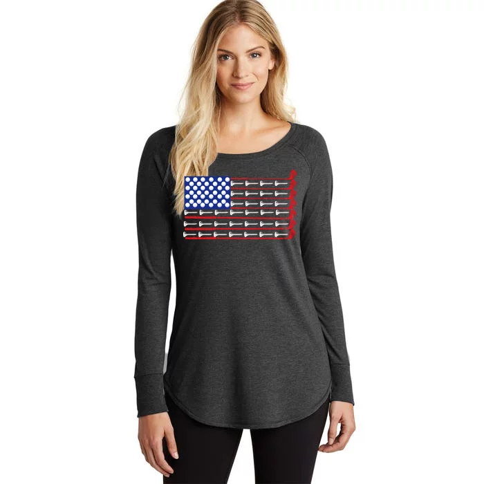 American Golf USA Flag Women's Perfect Tri Tunic Long Sleeve Shirt