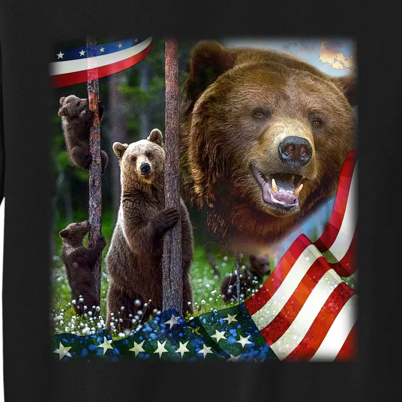 American Grizzly American Flag Bear Family Sweatshirt