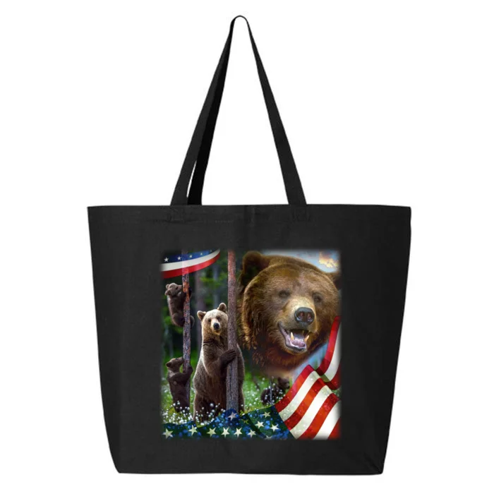 American Grizzly American Flag Bear Family 25L Jumbo Tote