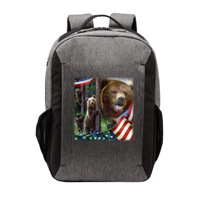 American Grizzly American Flag Bear Family Vector Backpack