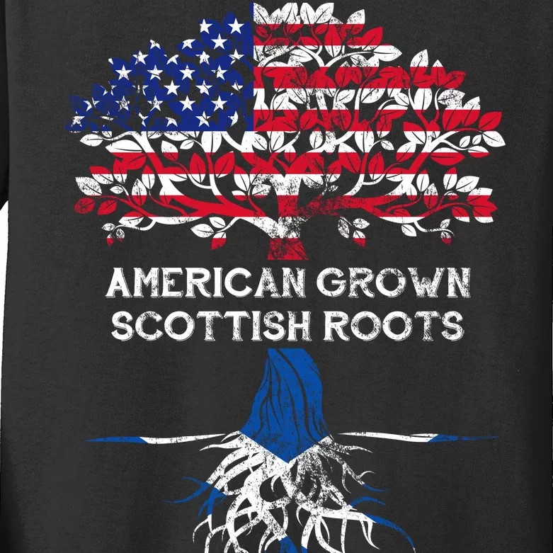 American Grown Scottish Roots Kids Long Sleeve Shirt