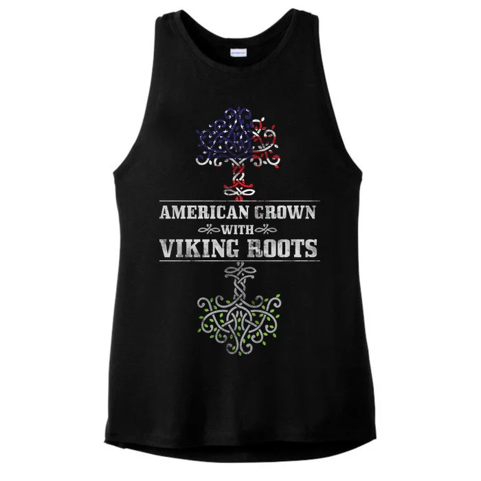 American Grown With Viking Roots Ladies Tri-Blend Wicking Tank