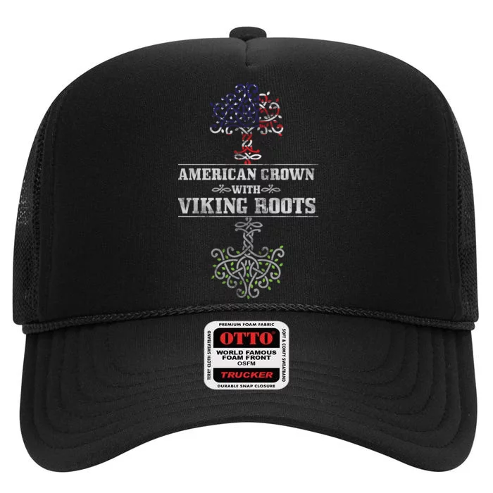 American Grown With Viking Roots High Crown Mesh Trucker Hat