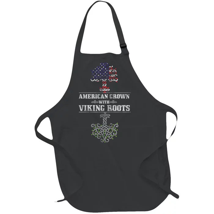 American Grown With Viking Roots Full-Length Apron With Pocket