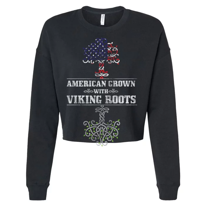 American Grown With Viking Roots Cropped Pullover Crew