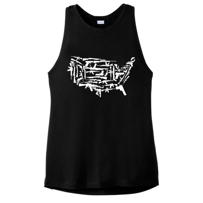 American Gun Map Ladies Tri-Blend Wicking Tank