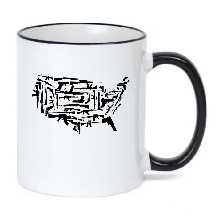 American Gun Map Black Color Changing Mug