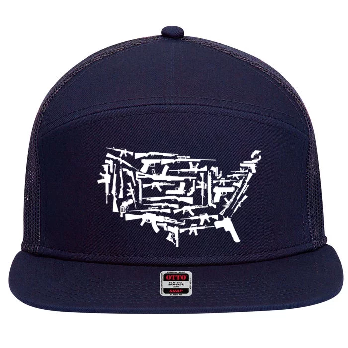 American Gun Map 7 Panel Mesh Trucker Snapback Hat