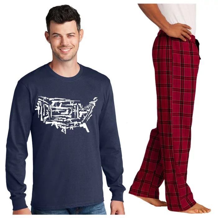 American Gun Map Long Sleeve Pajama Set