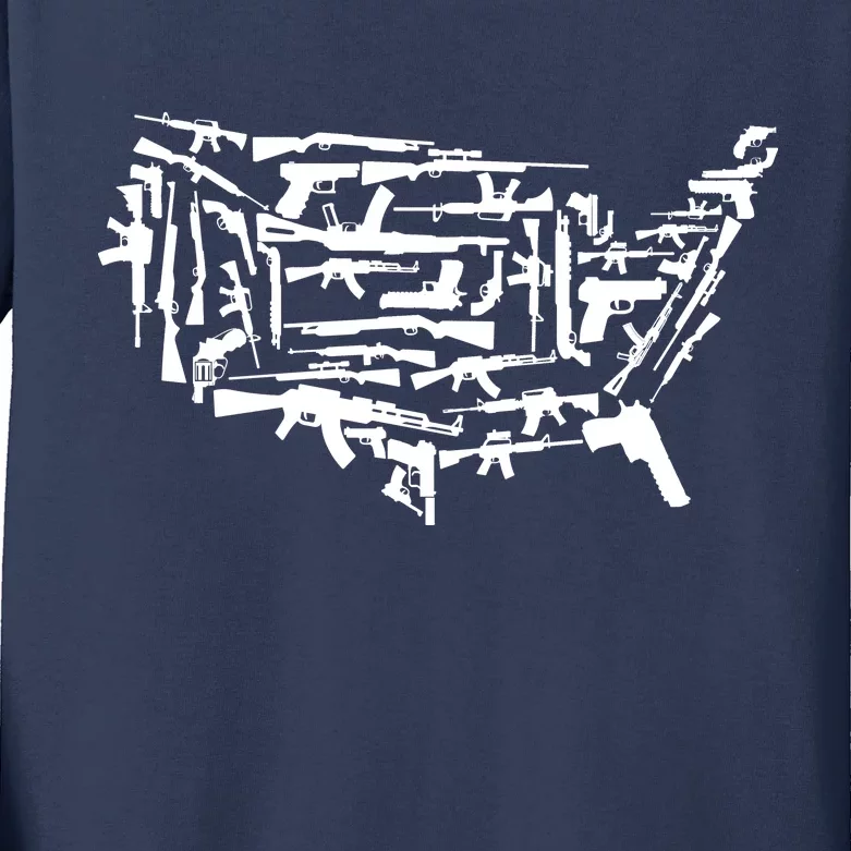 American Gun Map Kids Long Sleeve Shirt