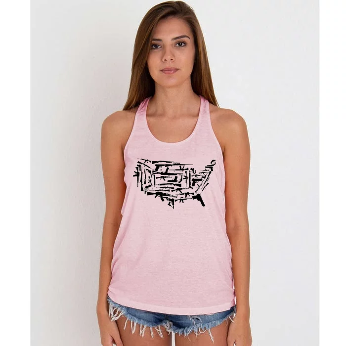 American Gun Map Women's Knotted Racerback Tank