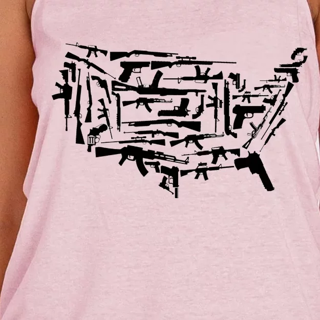 American Gun Map Women's Knotted Racerback Tank