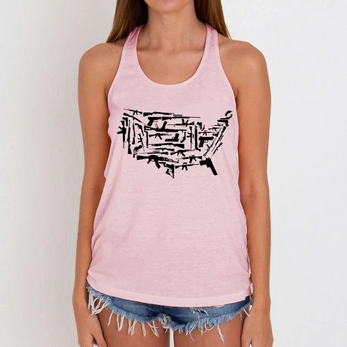 American Gun Map Women's Knotted Racerback Tank