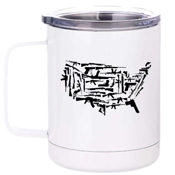 American Gun Map Front & Back 12oz Stainless Steel Tumbler Cup