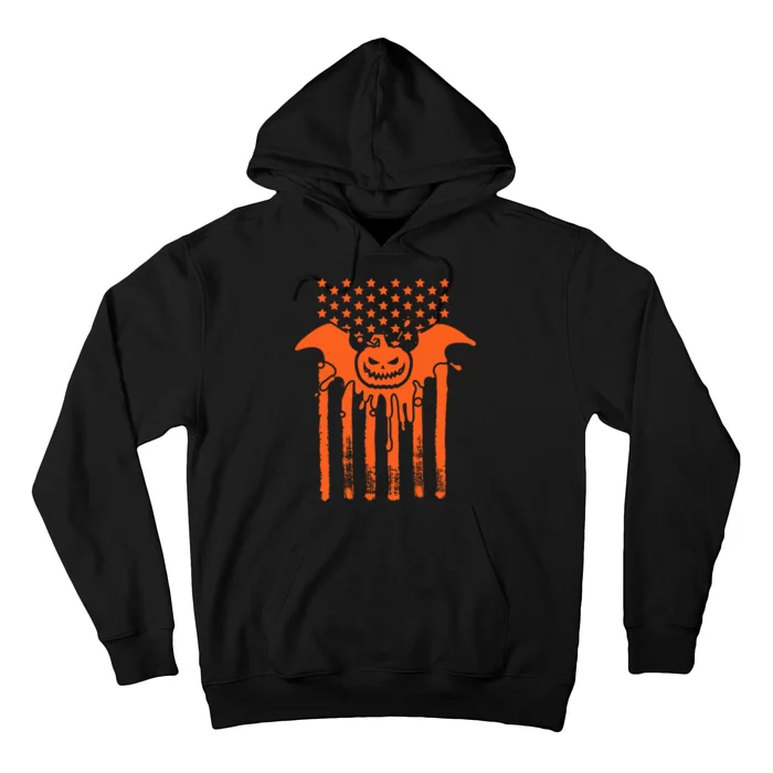 American Halloween Pumpkin Bat USA Flag Hoodie