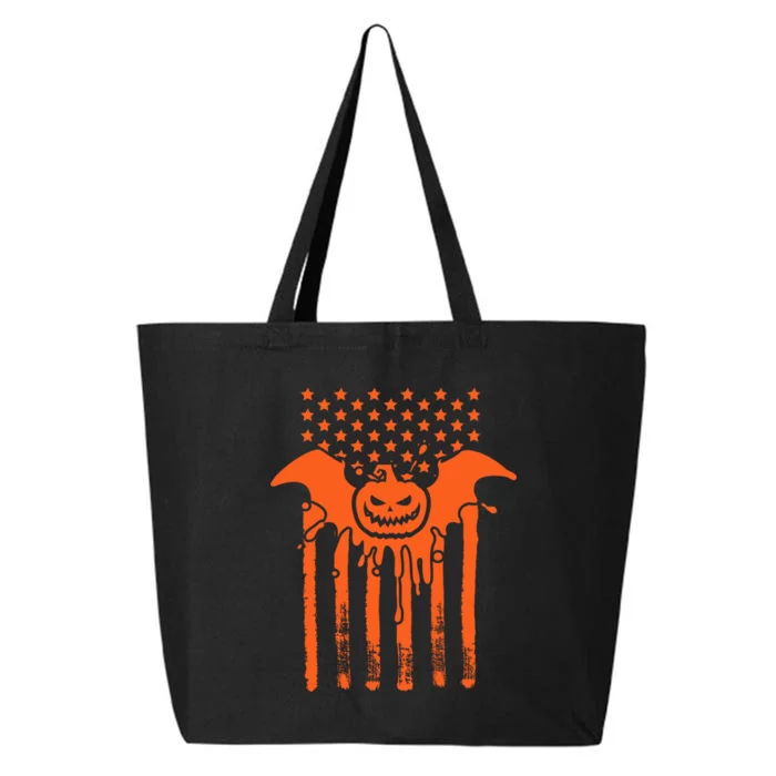 American Halloween Pumpkin Bat USA Flag 25L Jumbo Tote