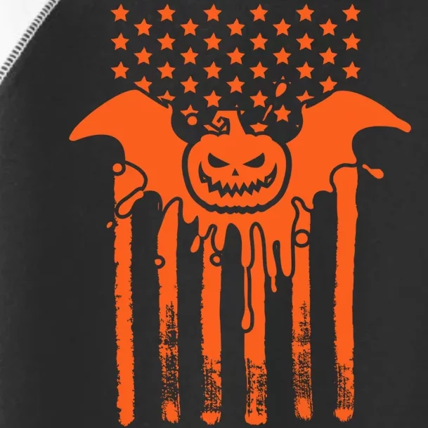 American Halloween Pumpkin Bat USA Flag Toddler Fine Jersey T-Shirt