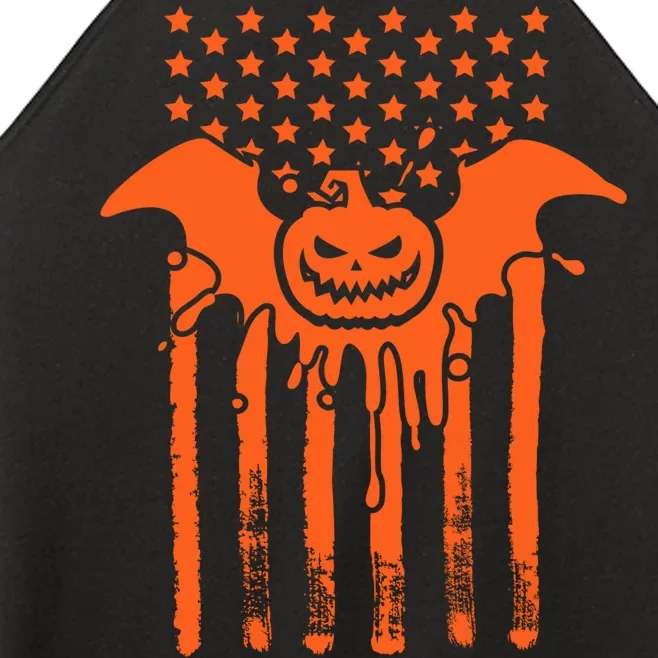 American Halloween Pumpkin Bat USA Flag Women’s Perfect Tri Rocker Tank