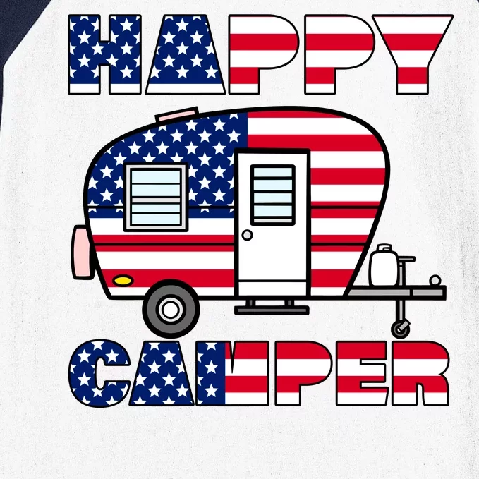 American Happy Camper USA Baseball Sleeve Shirt