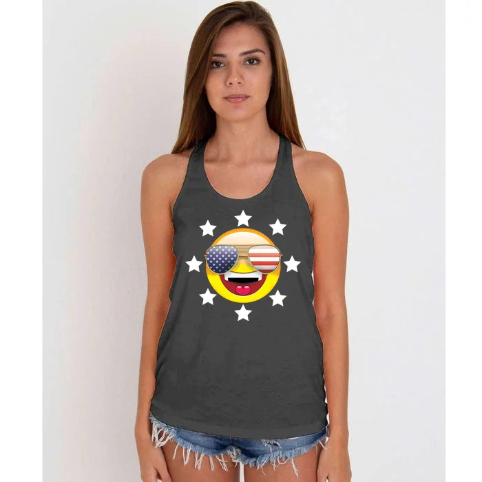 American Hippie Smiley Face Women's Knotted Racerback Tank