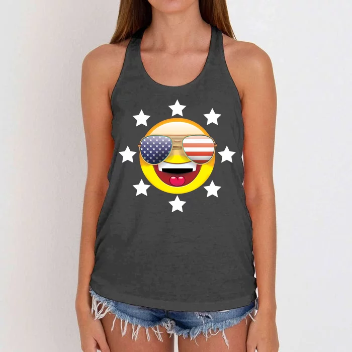 American Hippie Smiley Face Women's Knotted Racerback Tank