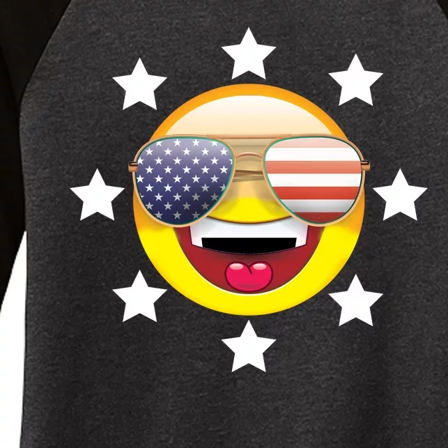 American Hippie Smiley Face Women's Tri-Blend 3/4-Sleeve Raglan Shirt