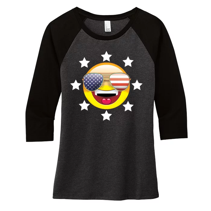 American Hippie Smiley Face Women's Tri-Blend 3/4-Sleeve Raglan Shirt