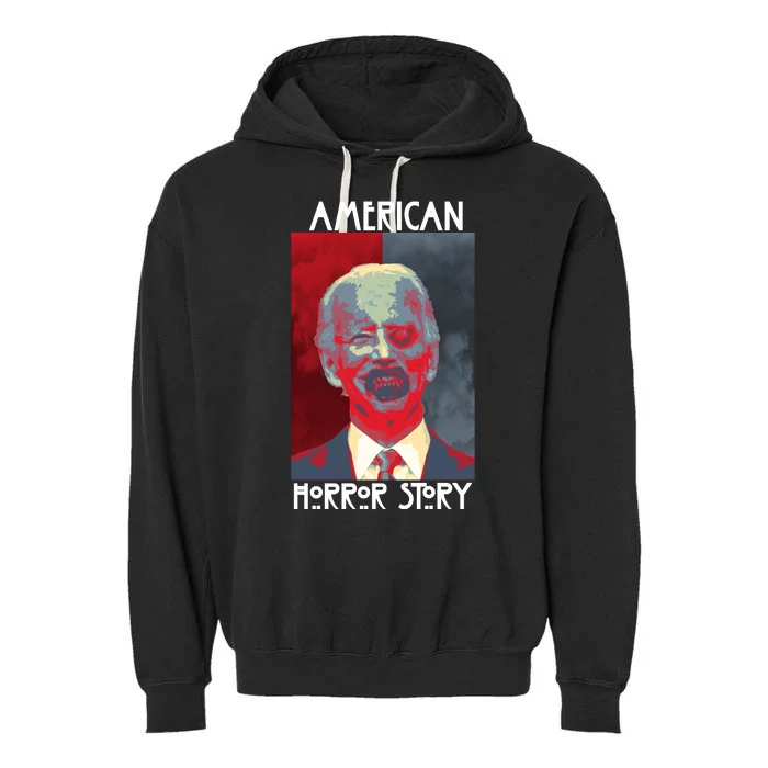 American Horror Funny Anti Biden Garment-Dyed Fleece Hoodie