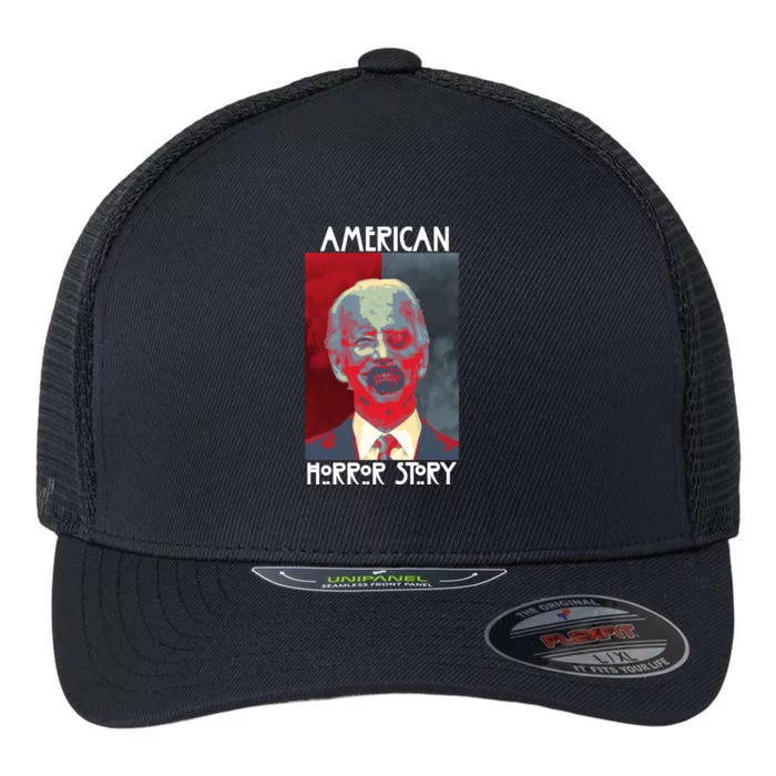 American Horror Funny Anti Biden Flexfit Unipanel Trucker Cap