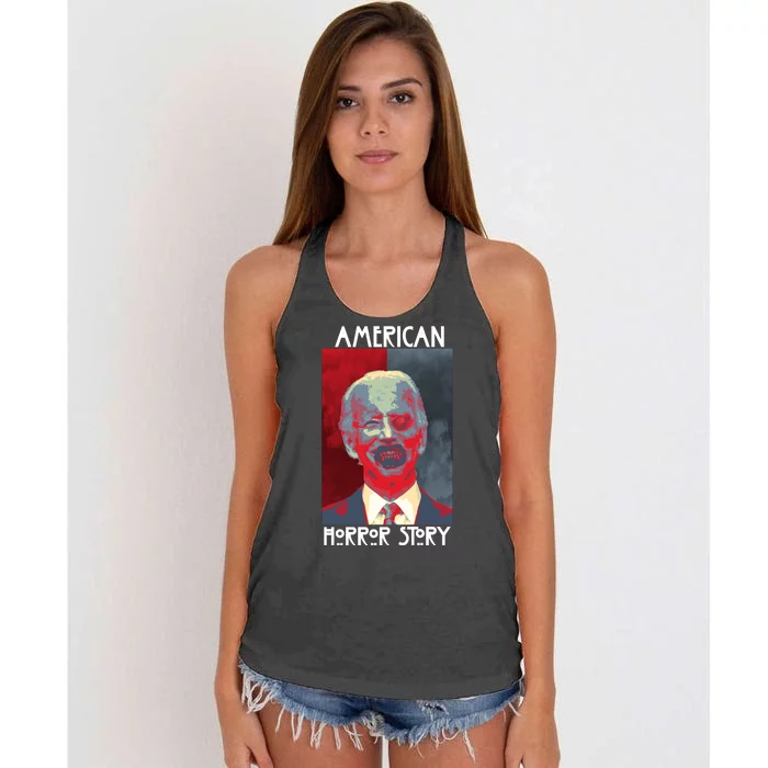 American Horror Funny Anti Biden Women's Knotted Racerback Tank