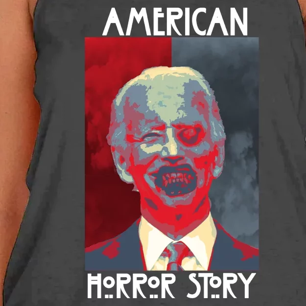 American Horror Funny Anti Biden Women's Knotted Racerback Tank