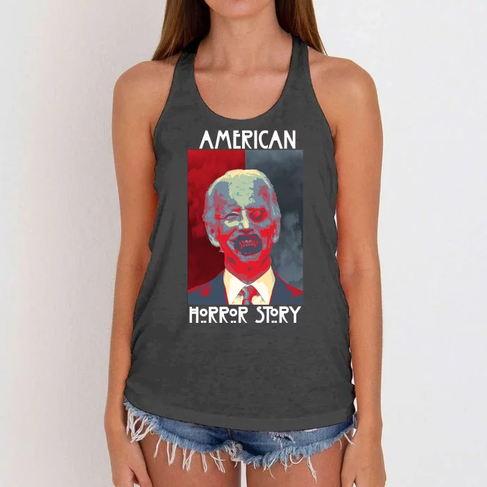 American Horror Funny Anti Biden Women's Knotted Racerback Tank