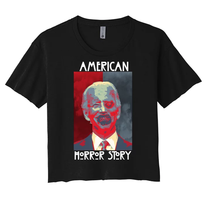 American Horror Funny Anti Biden Women's Crop Top Tee