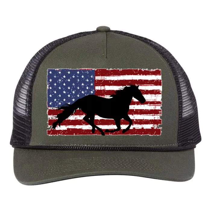 American Horse Flag Vintage Retro Rope Trucker Hat Cap