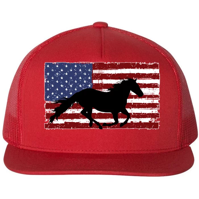 American Horse Flag Vintage Flat Bill Trucker Hat