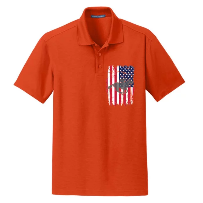 American Horse Racing Flag Dry Zone Grid Performance Polo