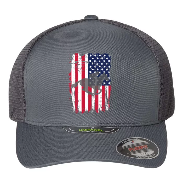 American Horse Racing Flag Flexfit Unipanel Trucker Cap