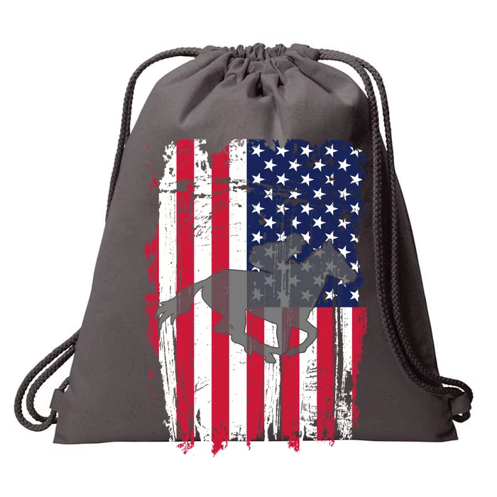 American Horse Racing Flag Drawstring Bag