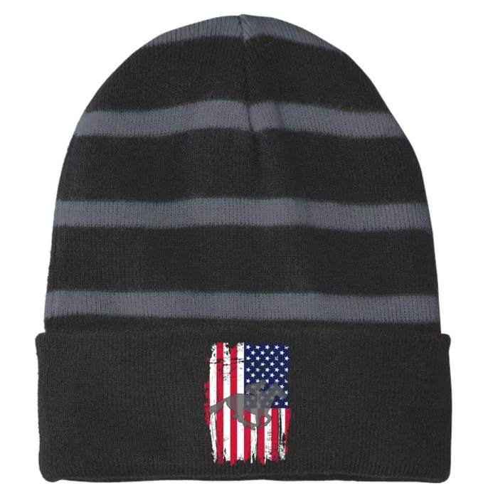 American Horse Racing Flag Striped Beanie with Solid Band