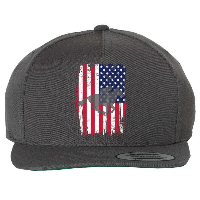 American Horse Racing Flag Wool Snapback Cap