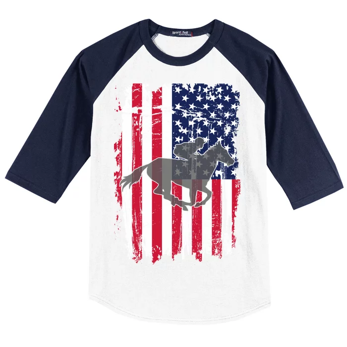 American Horse Racing Flag Baseball Sleeve Shirt