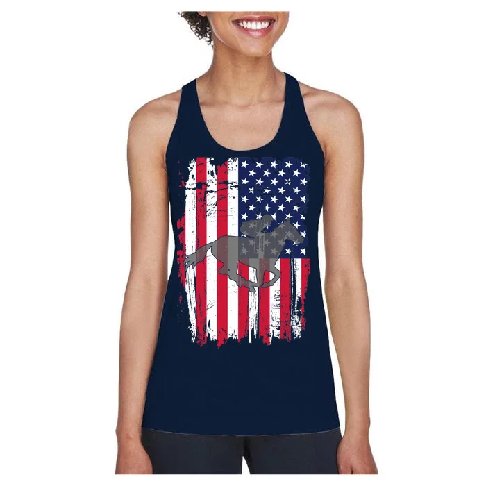 American Horse Racing Flag Women's Racerback Tank