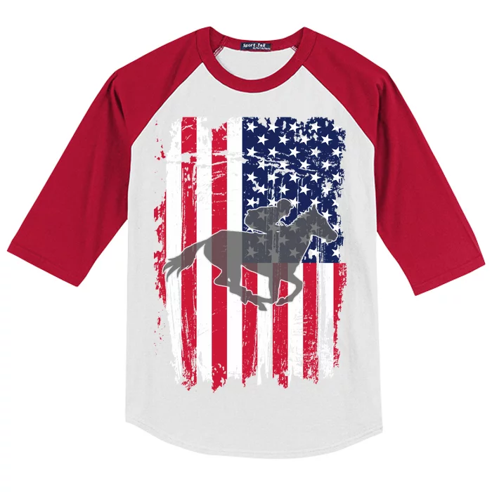 American Horse Racing Flag Kids Colorblock Raglan Jersey