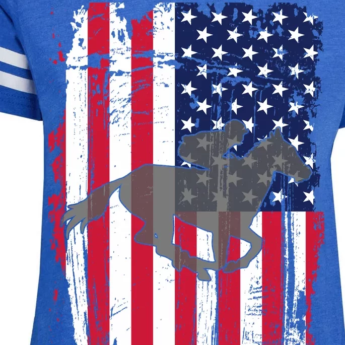 American Horse Racing Flag Enza Ladies Jersey Football T-Shirt