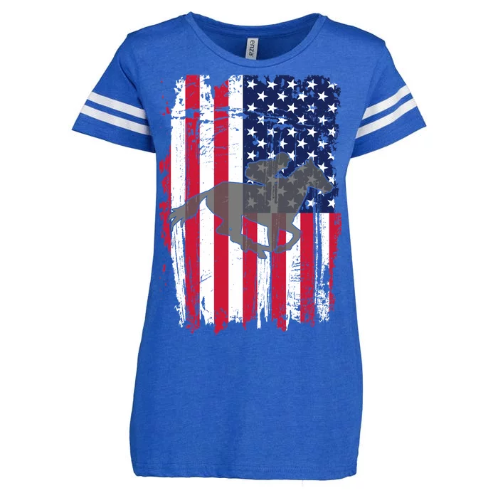 American Horse Racing Flag Enza Ladies Jersey Football T-Shirt