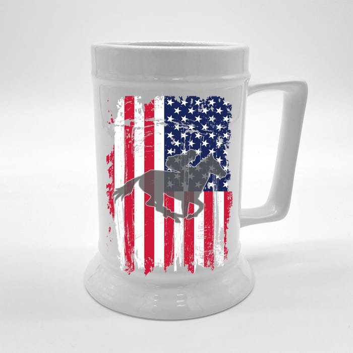 American Horse Racing Flag Front & Back Beer Stein