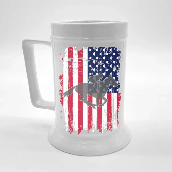 American Horse Racing Flag Front & Back Beer Stein